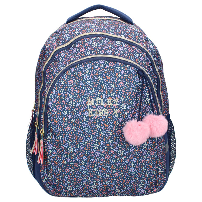 Ryggsäck med 3 fack milky kiss x med blommor Vadobag