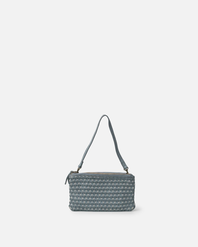 Axelremsväska / clutch Mullen blå med flätad framsida Biba