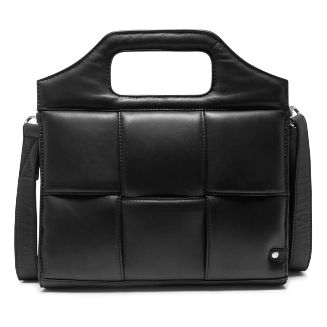 Handväska storrutig med fasta handtag svart Depeche