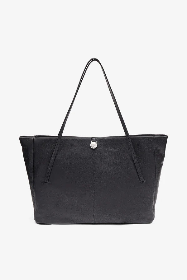 Shopper venezia Elisa svart mjuk med två handtag Adax