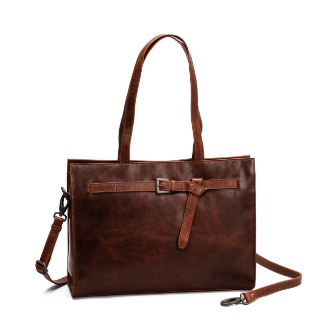 Totebag med spänne fram samt fack inuti cognac The monte