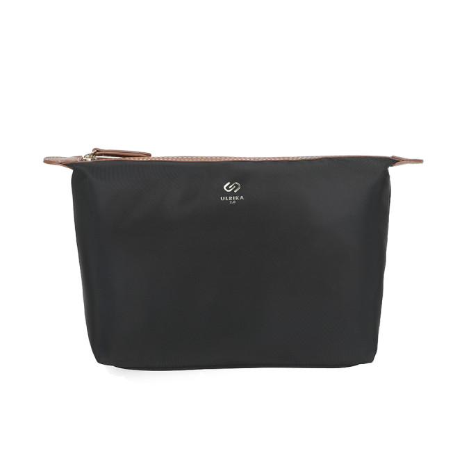 Necessär nylon med bruna detaljer svart Ulrika Design