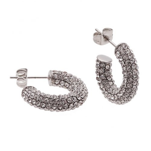 Örhänge Lola crystal hoop Silver Bud to Rose