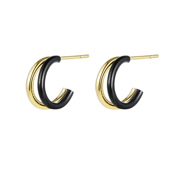 Örhänge Crown Duo plain hoop black/gold Bud to Rose