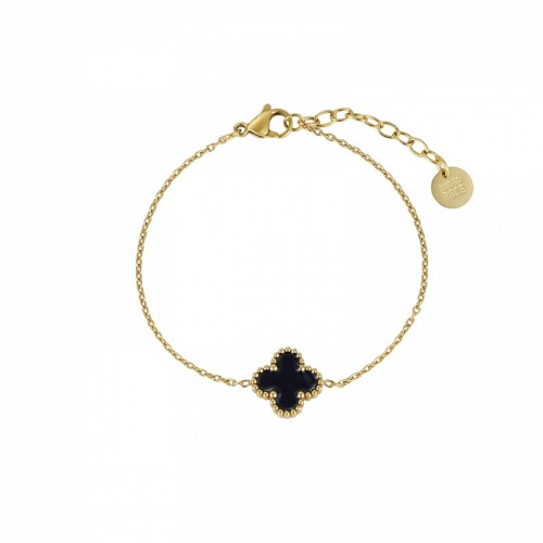 Armband Clover enamel black Bud to Rose