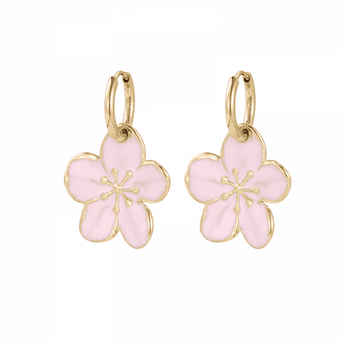 Örhänge Blomma Calista Enamel rosa Bud to Rose