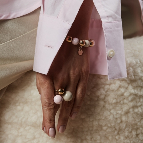 Ring Brea Enamel Large Rosa/Guld/Beige Bud to Rose