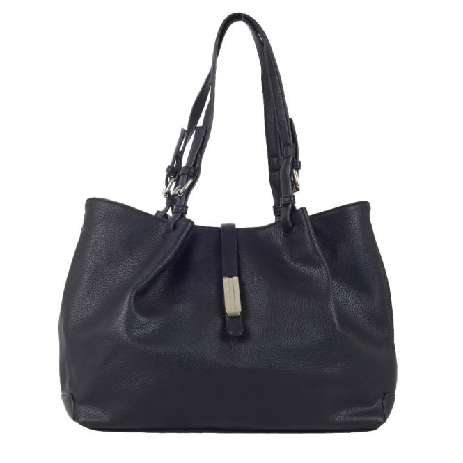 Shopper Bar svart med slejfdetalj i silver fram Ulrika D