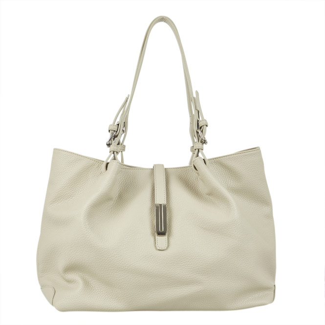 Shopper Bar beige med slejfdetalj i silver fram Ulrika Design