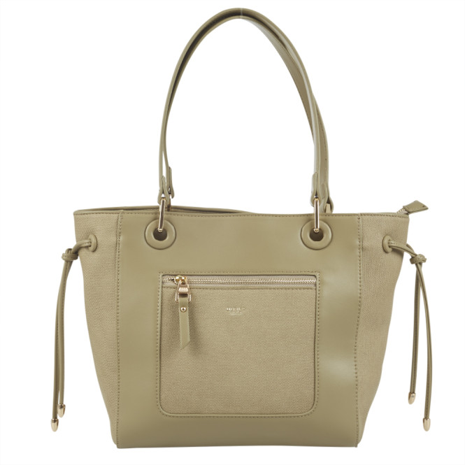 Handväska med canvas på fickan grön Ulrika Design