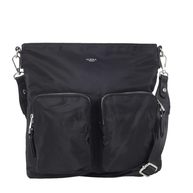 Crossover väska nylon med 2 fickor fram svart Ulrika Design