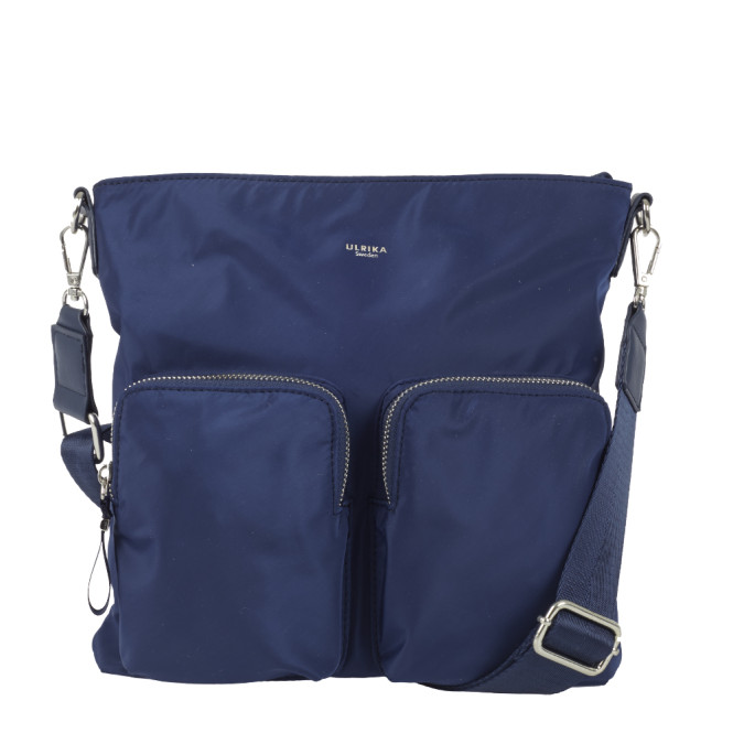 Crossover väska nylon med 2 fickor fram blå Ulrika Design