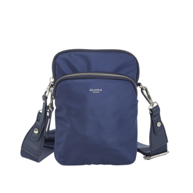 Mobilväska med bred rem nylon marinblå Ulrika Design