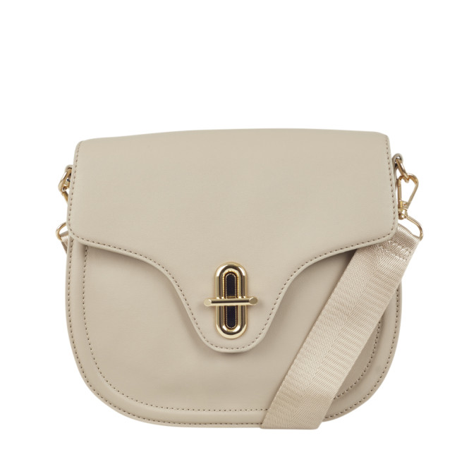 Sadelväska med spänne fram beige Ulrika Design