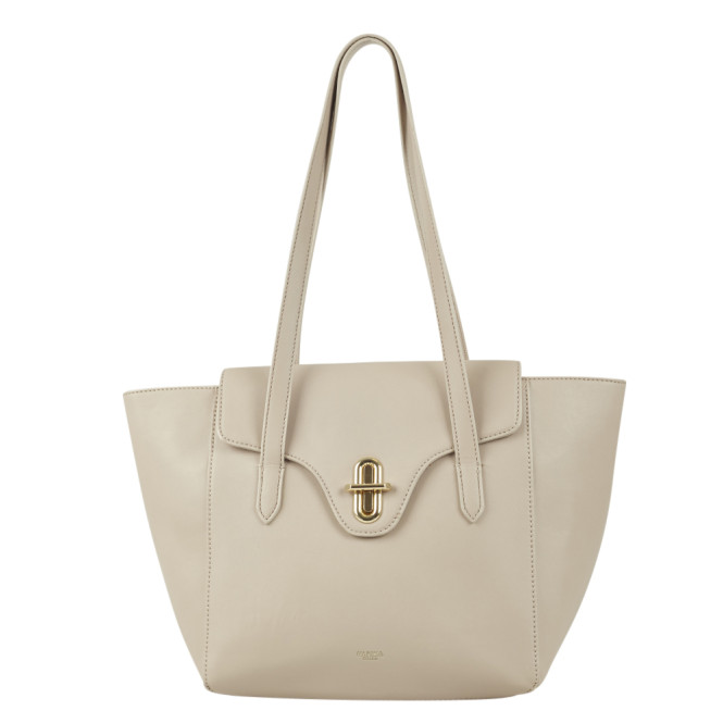 Handväska med spänne fram beige Ulrika Design