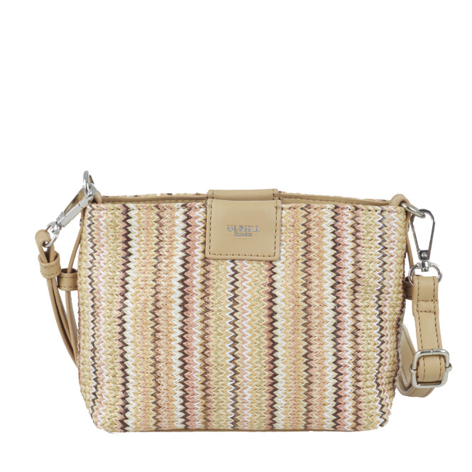 Hinkväska strå liten beige,rosa Ulrika Design