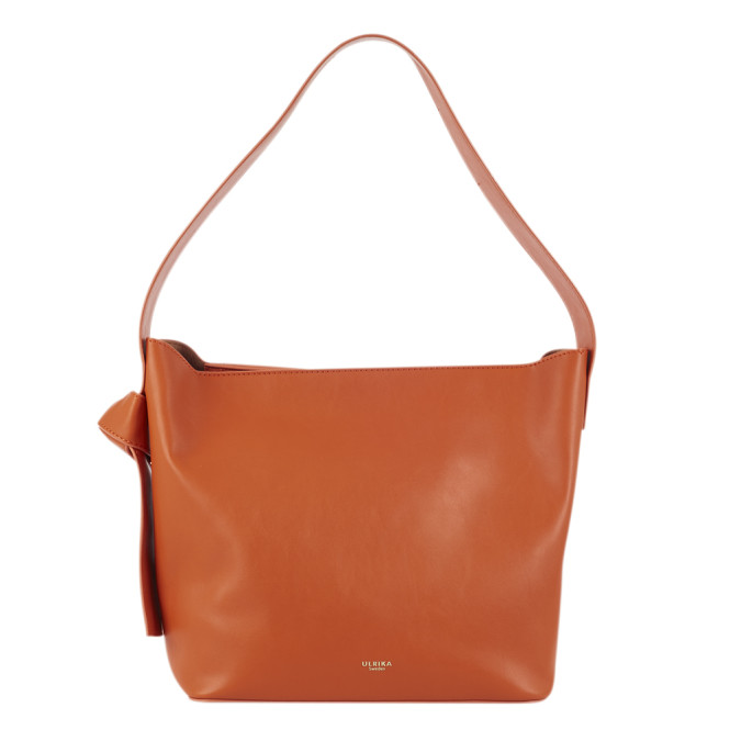 Handväska hink med knut på sidan orange Ulrika Design