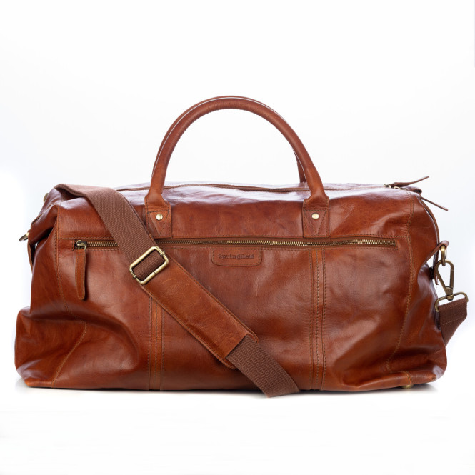 Weekendbag läder cognac Springfeild