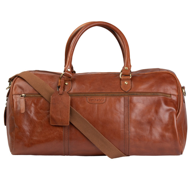 Weekendbag läder cognac Springfeild