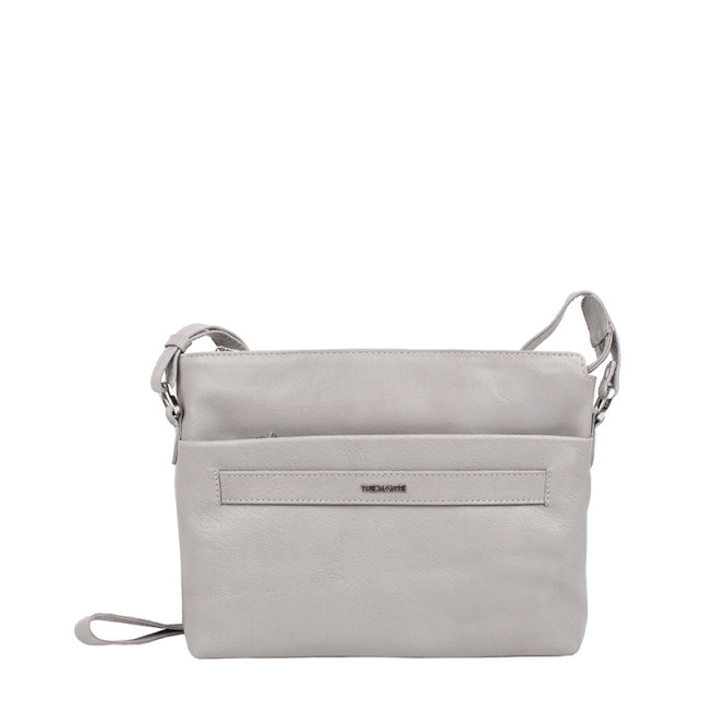 Axelremsväska horizontal med ficka och detalj fram beige T