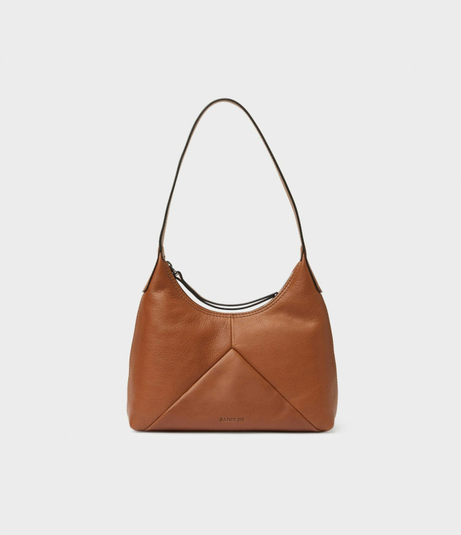 Axelväska med flätning fram cognac Nova Saddler