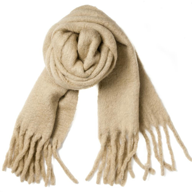 Halsduk fluffy ullmix beige Rosenvinge