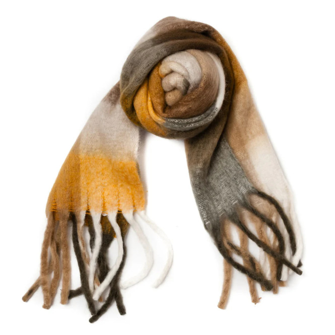 Halsduk fluffig i brun/gul Rosenvinge