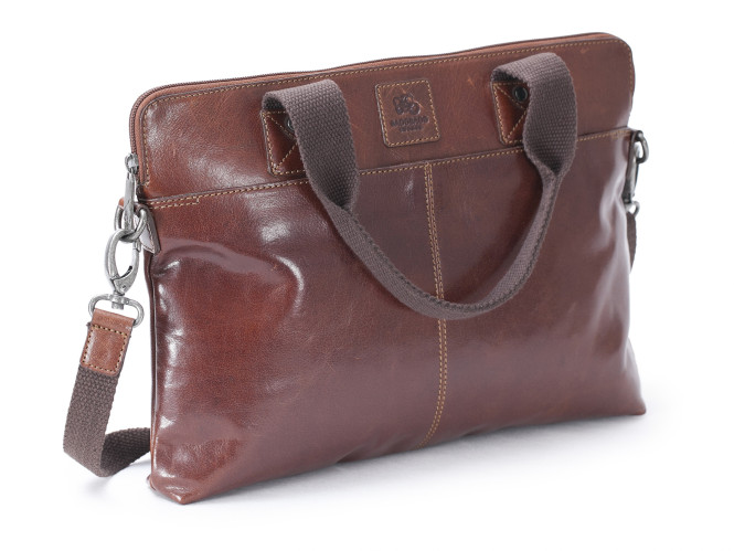 Slimbag 14´ laptop väska läder brandy Baoobaoo