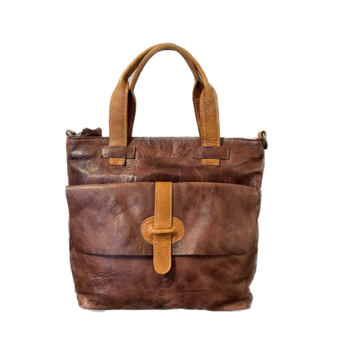 Handväska vintage look med handtag brun Boxca Bolzo