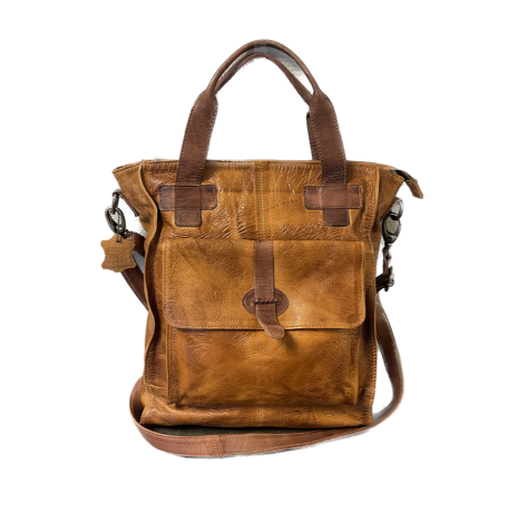 Shopper vintage look cognac med handtag Boxca Bolzo