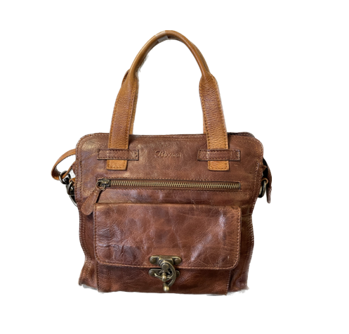 Handväska i läder vintage look brun Boxca