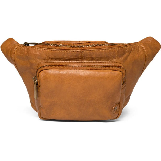 Bumbag cognac, läder med ficka framtill Depeche