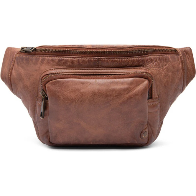 Bumbag chestnut, läder med ficka framtill Depeche