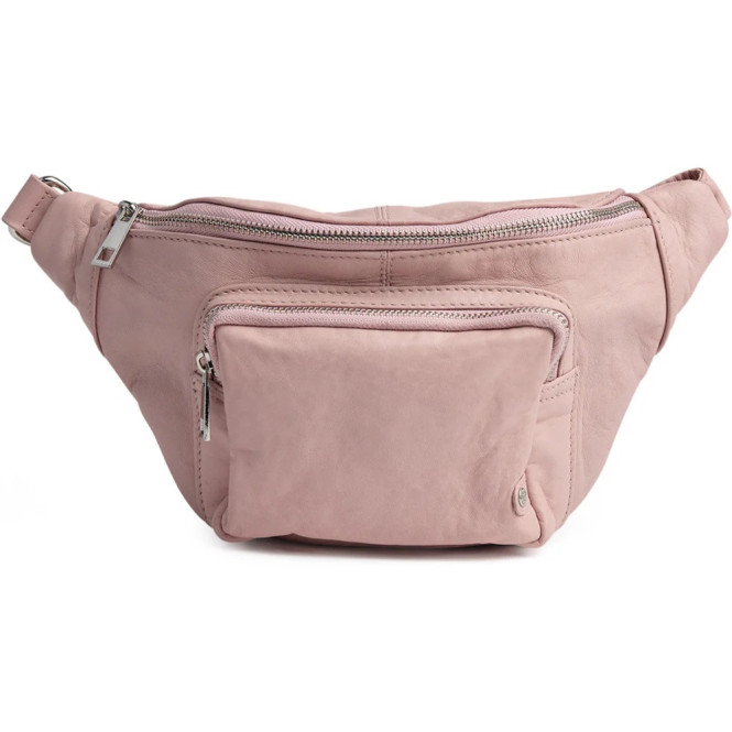 Bumbag rosa, läder med ficka framtill Depeche