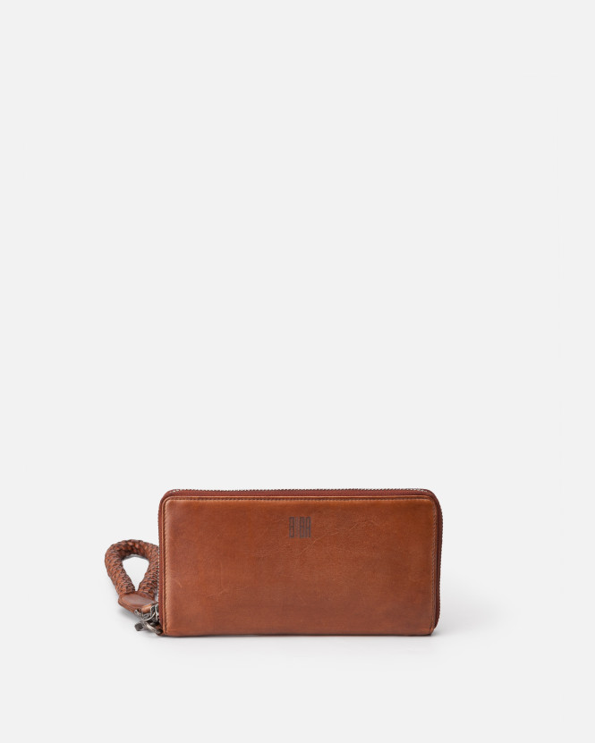 Plånbok Frederic cognac flätat handtag BIBA