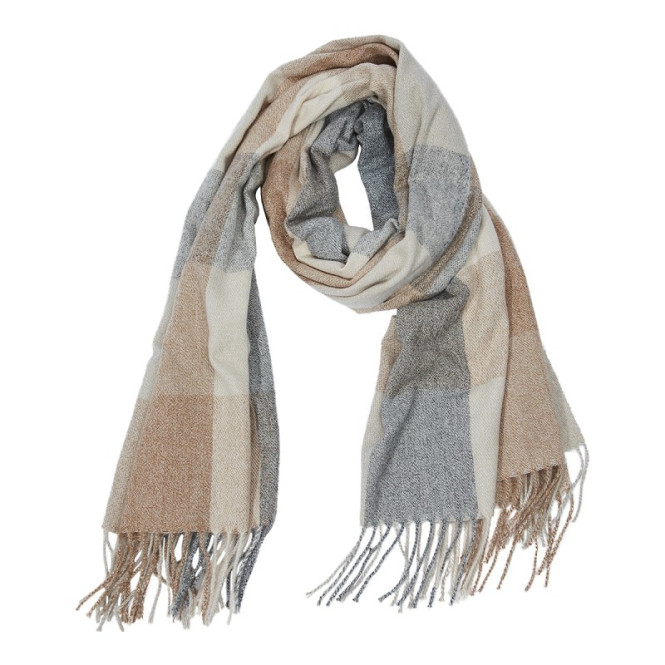 Halsduk Linn beige rutig The Moshi