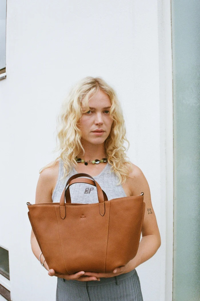 Shopper portofino Helene brun med handtag Adax