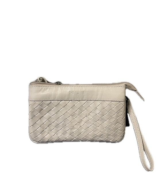 Clutch med axelrem flätad beige The Monte