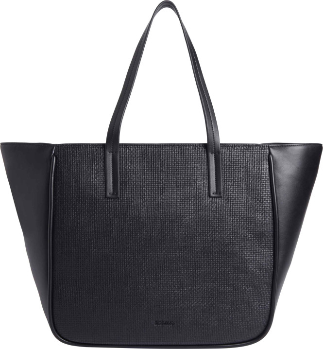Shopper med rutad textur fram svart Calvin Klein