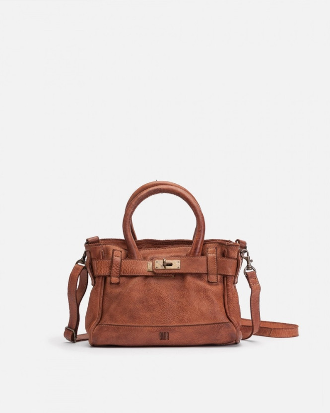 Handväska mini med dubbla handtag Blossom cognac BIBA