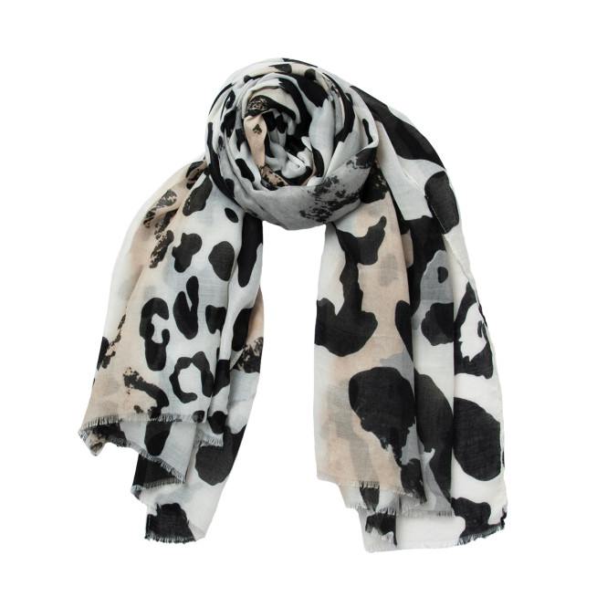 Sjal leo vit/svart/beige Rosenvinge