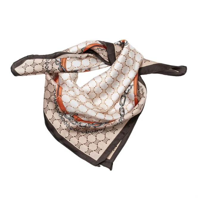 Scarf med fint mönster i bruns färger Rosenvinge