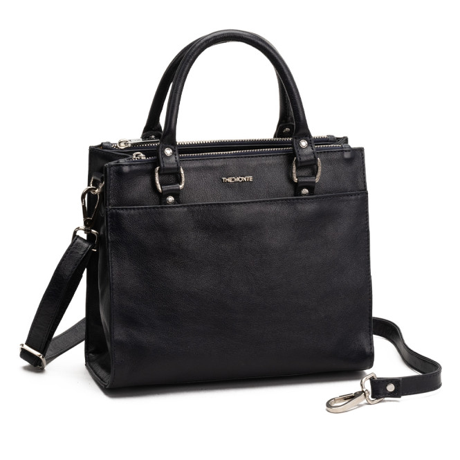 Handbag medium med dubbla hadtag Svart The Monte