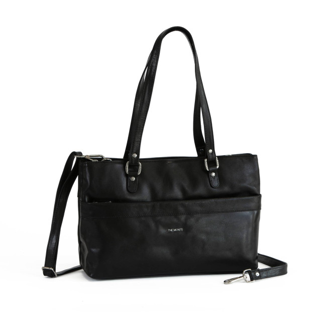 Totebag medium med ficka fram svart The Monte