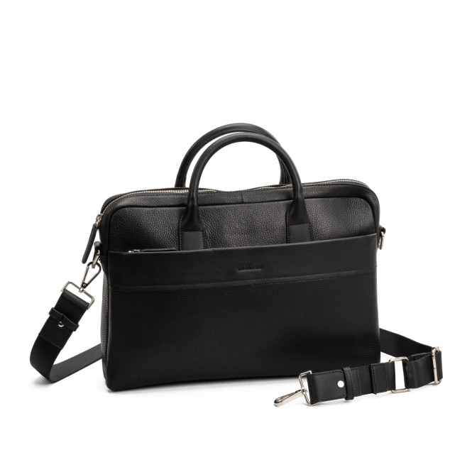 Briefcase svart läder med datorfack The Monte Sajaco Nordic