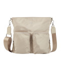 Crossover väska nylon med 2 fickor fram beige  - Ulrika Design