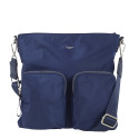 Crossover väska nylon med 2 fickor fram blå - Ulrika Design